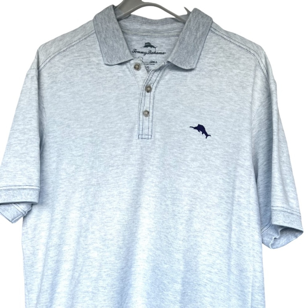 Tommy Bahama Gray Supima Cotton Polo Shirt Size L